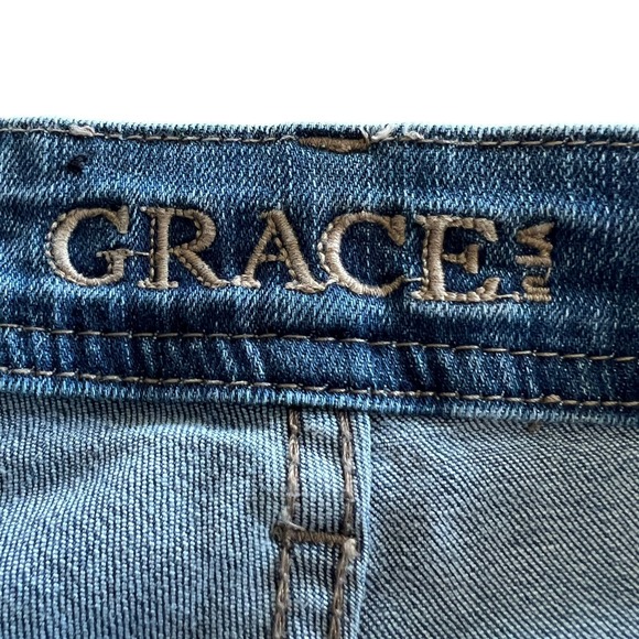 NWT GRACE in LA Women's Flare Leg Buttons High Rise Stretch Blue Denim Jeans 26 - Picture 16 of 16